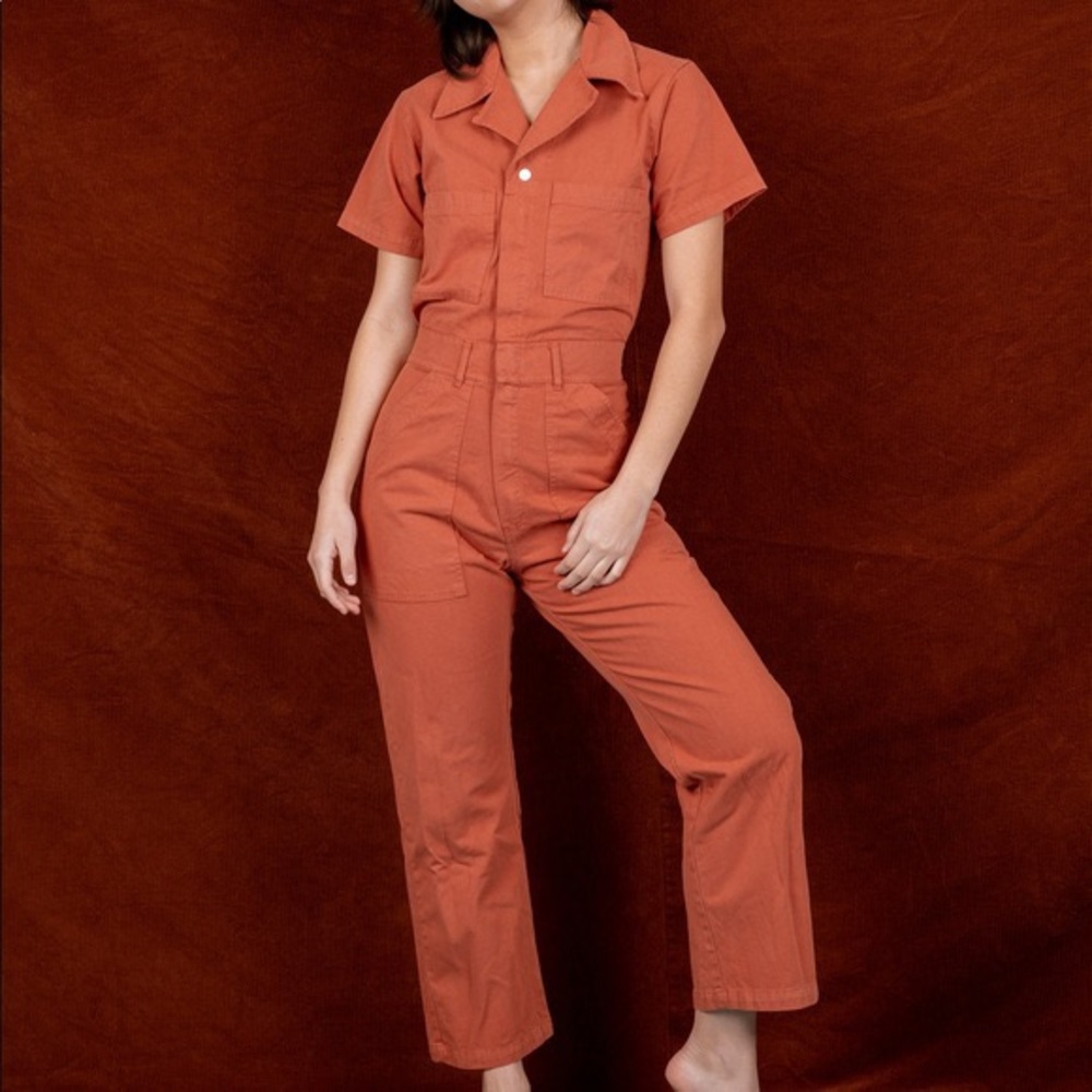Big Bud Press short sleeve jumpsuit in Clay Red
